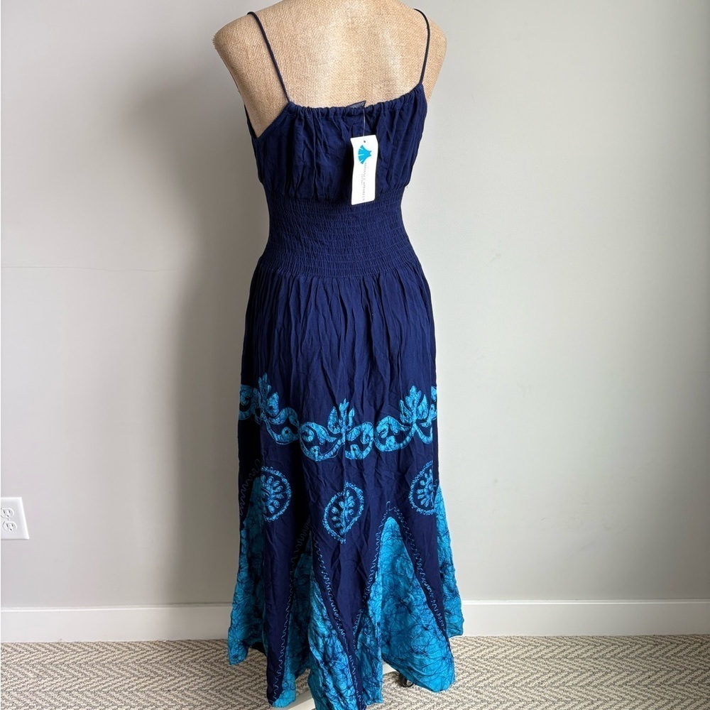 Advanced Apparel Batik Block Print Maxi Dress  One Size NEW - Picture 6 of 6